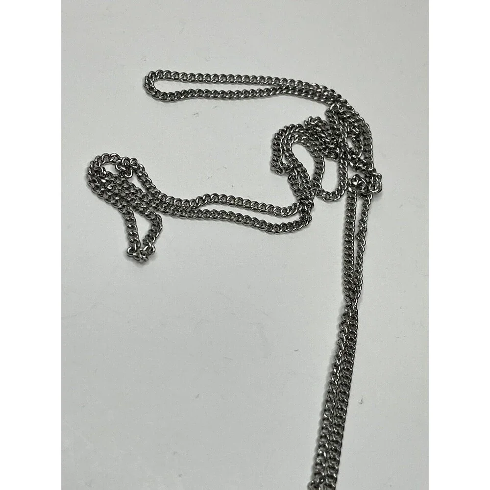 Michael Kors Silver Tone Chain & Bar Lariat Necklace 36